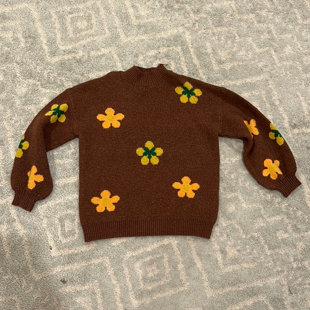 Brown floral sweater